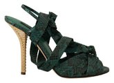 Dolce & Gabbana Green Python Strap Sandals Heels Shoes -   -  Dolce & Gabbana.